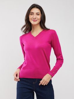 FableStreet - Pink Livsoft V-Neck Sweater