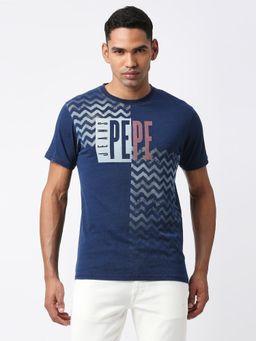 Pepe Jeans - Rodney Graphic Printed Indigo Blue T-Shirt