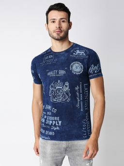 Pepe Jeans - Spark All Over Printed Indigo Blue T-Shirt