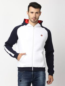 Pepe Jeans - Escander Colourblock Zip Thru Hooded White Sweatshirt