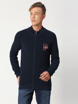Pepe Jeans - Hooch High Neck Zip Thru Navy Blue Sweater