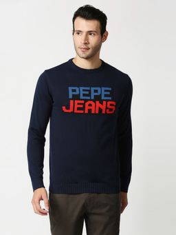 Pepe Jeans - Jesson Jacquard Brand Carrier Navy Blue Sweater