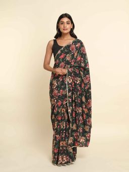 Suta - Multi-Color Printed Liva Saree