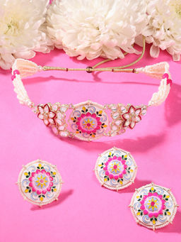 Zaveri Pearls - Multicolor Meenakari Multistrand Necklace Earring Ring Set-ZPFK15846