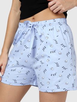 Bewakoof - Women's Light Blue All Over Printed Shorts