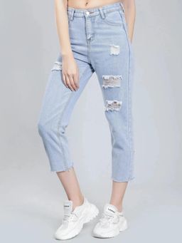 ANNY - Women Ripped Crop Jeans