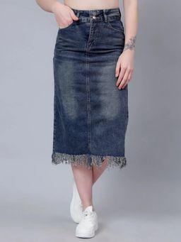 ANNY - High-Rise Straight Denim Skirt