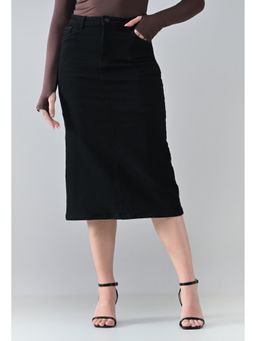 ANNY - Black Solid Denim Skirt