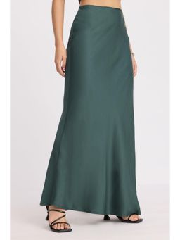 Virgio - Solid Green Bias Cut Slim Skirt