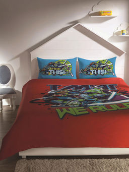 Ddecor Live Beautiful - DDECOR - TMNT 210TC 100% Cotton Double Bedsheet with 2 Pillow Covers, Red