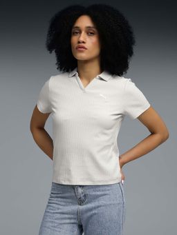 Puma - Grey Essentials Elevated Rib Women's Polo T-Shirt