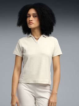 Puma - White Premium Essentials Ribbed Polo T-Shirt