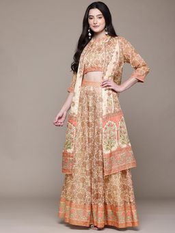 Aarke Ritu Kumar - Crop Top with Skirt and Jacket (Set of 3)