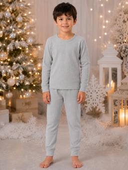 Kanvin - Boys Cotton Round Neck Thermal Set - Grey