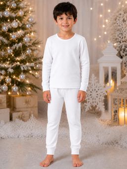Kanvin - Boys Cotton Round Neck Thermal Set - White