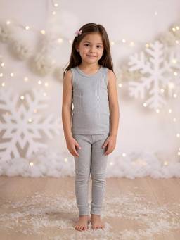 Kanvin - Girls Cotton Round Neck Thermal Set - Grey