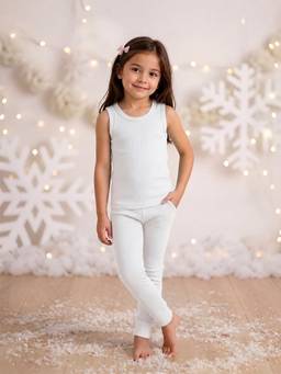 Kanvin - Girls Cotton Round Neck Thermal Set - White