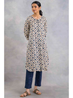 Folksong - Mid-Length Hand Block Print Satin Kurta