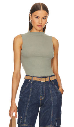 Enza Costa - Silk Knit Rib Sleeveless Mockneck