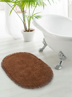 Saral Home - Brown Shaggy Anti-Skid Bathmat - 50 x 75 cm