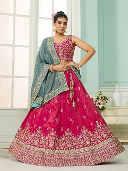 Panchhi - Silk Sequins Embroidery Semi Stitched Lehenga and Unstitched Choli & Dupatta