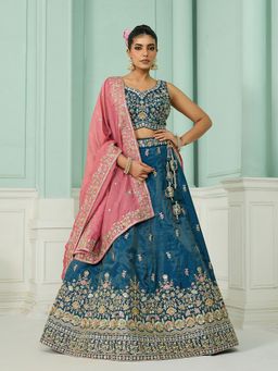 Panchhi - Silk Sequins Embroidery Semi Stitched Lehenga and Unstitched Choli & Dupatta