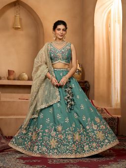 Panchhi - Georgette Embroidered Semi Stitched Lehenga and Unstitched Choli & Dupatta