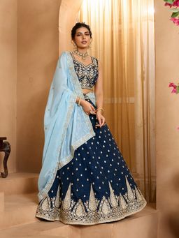 Panchhi - Organza Embroidered Semi Stitched Lehenga and Unstitched Choli & Dupatta