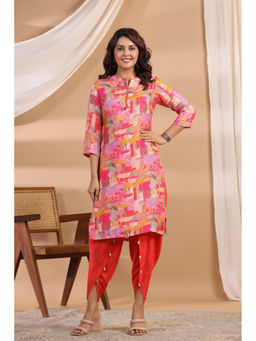 KAFTANIZE - Floral Tie Detail Kurta with Tulip Dhoti (Set of 2)