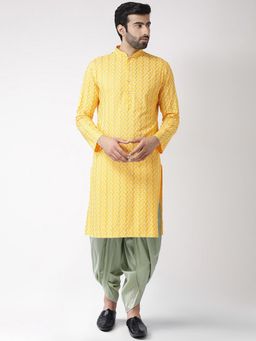 KISAH - Men Yellow Kurta (Set of 2)