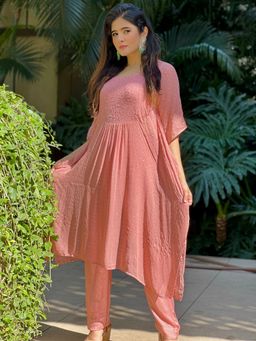 Label Aishwaryrika - Rosette Chikankari Kaftan Kurta