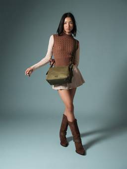 Theater - Deux Olive Suede Sling Bag (M)