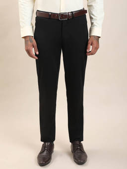 Turtle - Slim Fit Black Solid Trouser