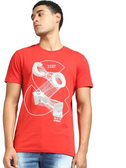 Jack & Jones - Red Graphic Print Crew Neck T-shirt