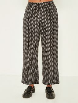Ancestry - Abstract Black Printed Straight Trousers