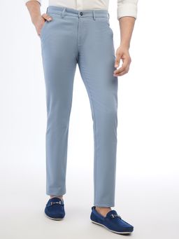 Greenfibre - Men's Light Blue Cotton Super Slim Fit Casual Trouser