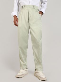 Campus Sutra - Men's Pale Green Solid Tailored Trouser