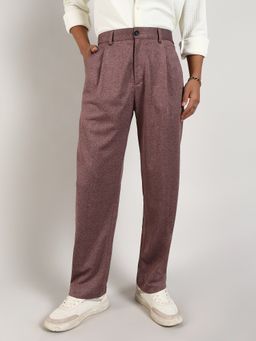 Campus Sutra - Men's Chocolate Brown Tailored Heathered Trouser