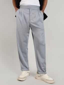 Campus Sutra - Men's Moon Grey Tailored Heathered Trouser