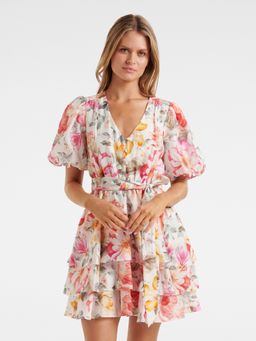 Forever New - Multi Kelsey Puff Sleeve Mini Dress with Belt