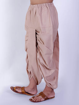 BownBee - Beige Solid Cotton Dhoti