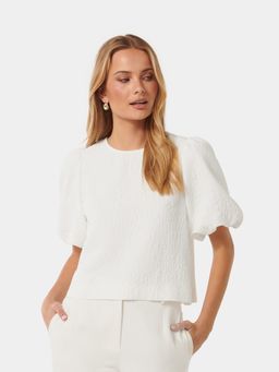 Forever New - Nara Textured Half Puff Sleeve Top