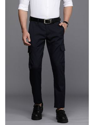 Buy Allen Solly Men Navy Slim Fit Solid Casual Trousers Online