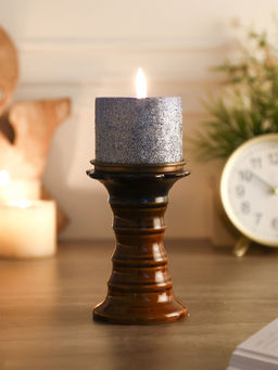 Miah Decor - Studio Pottery Ceramic Pillar Candle Holder( 4.25" X 5.5"