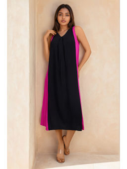 Dora Dori - Black Colorblock V-Neck Sleeveless Dress