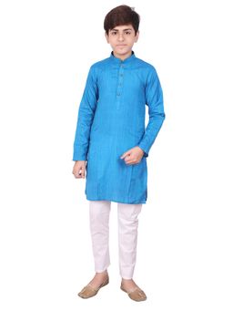 Pro Ethic Style Developer - Boys Blue Cotton Kurta Pyjama