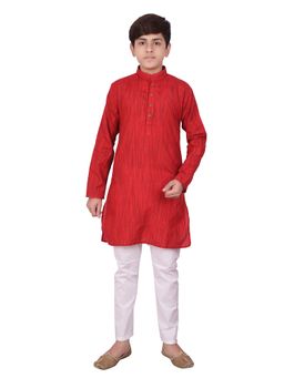 Pro Ethic Style Developer - Boys Maroon Cotton Kurta Pyjama