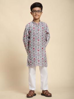 Pro Ethic Style Developer - Boys Red Cotton Kurta Pyjama