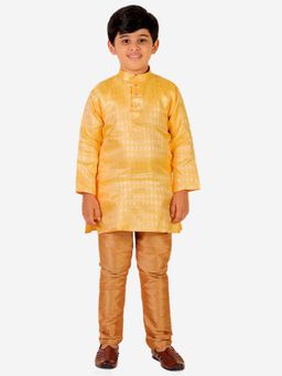 Pro Ethic Style Developer - Boys Yellow Silk Kurta Pyjama