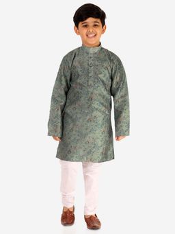 Pro Ethic Style Developer - Boys Green Silk Kurta Pyjama